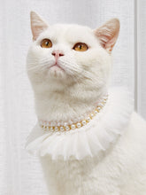 Load image into Gallery viewer, &#39;Faux Pearl Decor Lace Pet Bandana&#39; A royal aristo-cat collar! Your lovely cat will be so elegant with this stylish pet collar. Colour: White Pattern Type: Plain Type: Bandana Applicable Pet: Cat/Dog Composition: 100% Polyester Material: Polyester Size (neck): 25-30cm
