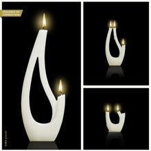 Load image into Gallery viewer, Oriental Arabic style Alusi Multi-flame posh and stylish white candle. Luxury home decor item and elegant gift idea. Dimensions: Big / grande - H 25 cm. It lasts 13 hours. Lead &amp; zinc free wicks. 100% biodegradable food grade wax. Unscented. Multi-incandescent beauty magic Arabian nights vibes. Spiritual, zen, relaxation.

