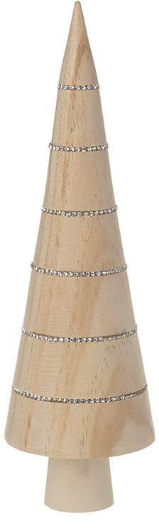 Natural Wood Tree With Glitter Edge, 22cm  Sure to add a sparkly touch to any Natural Collection, this wooden cone tree features a bejewelled edging. It is a gorgeous Christmas décor for the Christmas holidays. Christmas tree wooden ornament: glittery, eco-friendly, elegant. Your guests will love it! Home decor item and gift idea. Size is 22cm x 7cm