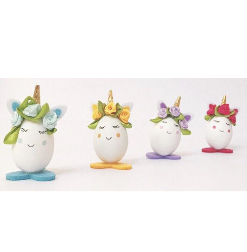 'Set of 4 items/ Floral Handmade Unicorn Easter eggs gift set'  Lovely Mini-Easter Ornaments. Create your colourful nest with this cute Easter decorations. Egg box include and ready to be open for the Easter hunting!