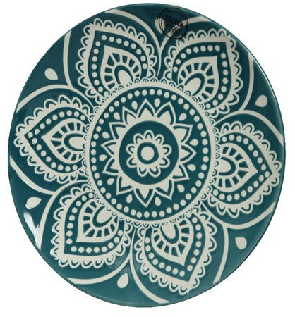 Floral Breakfast Plate, Emerald Green  A jewelled porcelain breakfast plate with a bold floral design.    Food, dishwasher, microwave and oven safe.   Size 22cm