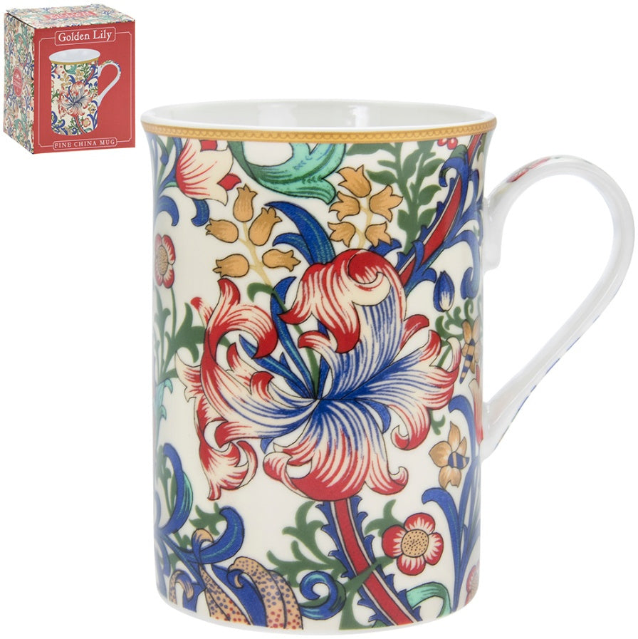 '1 pc / Floral Mug - This elegant item is perfect to drink your favourite hot beverages, such as coffee, hot chocolate, soup, or tea'. Mid-Century Modern style, the colourful mug can be used as a decorative object too: made up of reds, blues and green tones, this sleek china mug will be sure to add a Whimsical inspired feature to any house side space!  Material: Bone China Dimensions: 10cm high and has a diameter of approx. 7.8 cm an capacity of about 10oz 