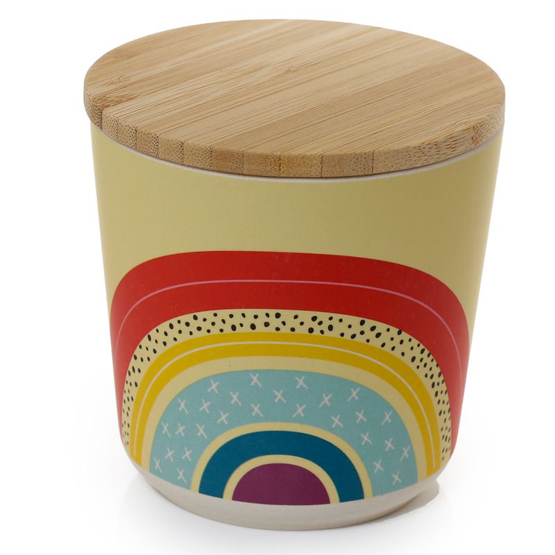'Somewhere over the Rainbow' Bamboo Composite Small Round Storage Jar - home decor, stationery, accessories. Lovely and useful gift idea.  Dimensions: 10.5 x10.4cm / 229g Weight: 0.294