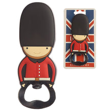 Load image into Gallery viewer, Lovely handy and soft British London Guardsman PVC Bottle Opener      Material: PVC and Metal     Dimensions: Height 11cm Width 4cm Depth 0.5cm     Weight 0.493 Kg     Souvenir and gift idea     Great Britain lovers / collectors     Kitchen and home decor item
