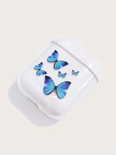 Load image into Gallery viewer, &#39;1 Butterfly Pattern Clear Air Pods Case - Keep safe from damage and risk losing your portable headphones by putting them in this adorable butterfly design clear container. Do not give up on fashion tech accessories!&#39;      Case Type: Hard Case     Colour: Clear and Blue     Brand: iPhone     Size: (Air Pods 1/2)  Length (5.5cm/2.2 inch) Width (4.5cm/1.8 inch) Height (2.4cm/0.9 inch)
