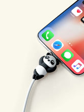 Load image into Gallery viewer, &#39;Lazy Panda Shaped Data Cable Protector&#39; I-Tech accessory for smartphones cable charger - safe cover. Cute, handy, useful gift idea Color: Black and White Pattern Type: Animal Type: Cables Protectors Material: Silica gel
