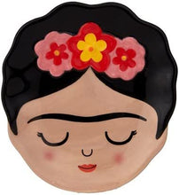 Load image into Gallery viewer, Trinket dish / mini plate / centerpiece / pocket emptier / accessories holder Frida Kahlo Mexican Romantic colourful home decor item and gift idea. Quirky, chic, adorable. Nice thickness and good lightweight.  Dimensions: L 11cm X H 13 cm
