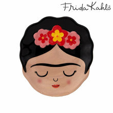 Load image into Gallery viewer, Trinket dish / mini plate / centerpiece / pocket emptier / accessories holder feminist painter icon Frida Kahlo Mexican Romantic colourful home decor item and gift idea. Quirky, chic, adorable, pop culture, exotic. Nice thickness and good lightweight.  Dimensions: L 11cm X H 13 cm
