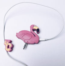 Load image into Gallery viewer, Funny pink plastic Earphone Splitter Pinky Flamingo Design - lovely, portable and useful! I-Tech accessories and gift ideas Take it with you and your mobile phone!
