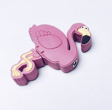 Load image into Gallery viewer, Funny pink plastic Earphone Splitter Pinky Flamingo Design - lovely, portable and useful! I-Tech accessories and gift ideas Take it with you and your mobile phone!
