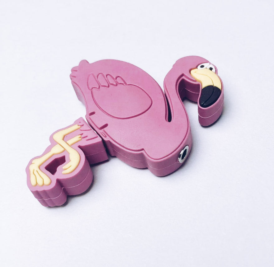 Funny pink plastic Earphone Splitter Pinky Flamingo Design - lovely, portable and useful! I-Tech accessories and gift ideas Take it with you and your mobile phone!