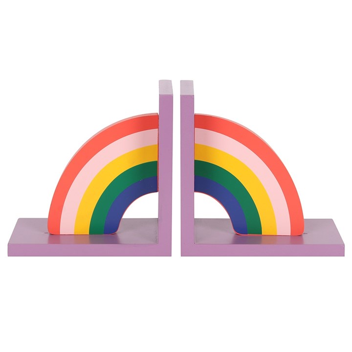'Set of 2 Bookends Rainbow design' - These colourful bookends features a pair of vibrant rainbows ready to keep books and other belongings tidy on the shelves of any lounge room, bedroom or play area. Home decor item and gift idea.