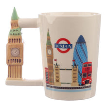 Load image into Gallery viewer, Big Ben London Icons Ceramic Shaped Handle Funny Mug - British style London England Souvenir      Material: Ceramic     Food Safe: Yes     Microwave Safe: No     Dishwasher Safe: No     Decorative Use Only: Yes     Dimensions: Height 11.5cm Width 13cm Depth 8cm Weight 0.284 Kg     Gift box included
