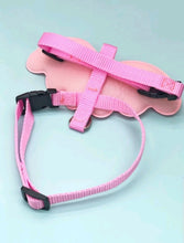 Load image into Gallery viewer, &#39;Wing Decor Dog Harness &amp; Leash&#39; fun and soft colored pet harness with rainbow wings, for a superstar look! Color: Pink with rainbow glitter Material: Nylon Applicable Pet: Cat/Dog Size: - Length : 120 cm Width : 1.5 cm Bust : 30-48 cm Neck: 25-40 cm 
