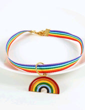 Load image into Gallery viewer, &#39;Cat Rainbow Striped Collar&#39; A trendy superstar cat collar! Your cat-friend will be really trendy with this pet accessory with rainbow pendant. Color: Multicolor Pattern Type: Rainbow Stripe Applicable Pet: Cat/Dog Material: Polyester Size: Neck 25-30cm / 9.8-1.8inch
