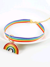 Load image into Gallery viewer, &#39;Cat Rainbow Striped Collar&#39; A trendy superstar cat collar! Your cat-friend will be really trendy with this pet accessory with rainbow pendant. Color: Multicolor Pattern Type: Rainbow Stripe Applicable Pet: Cat/Dog Material: Polyester Size: Neck 25-30cm / 9.8-1.8inch
