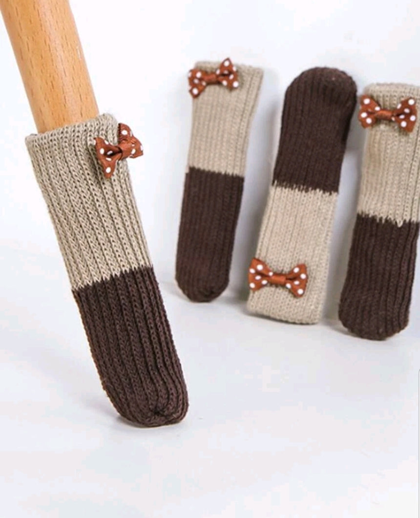 Adorable warm home decor accessory. 4 Bow-knots accessory decor chair leg / door handle cover. Item in high demand by sewing lovers. Lovely autumn gift idea. Pattern Type: Plain Color: Pois Coffee Brown Material: Cotton Knitting art collection Size: Width 3 cm/ 1.2 inch X Length 12 cm/ 4.7 inch Gift bag included