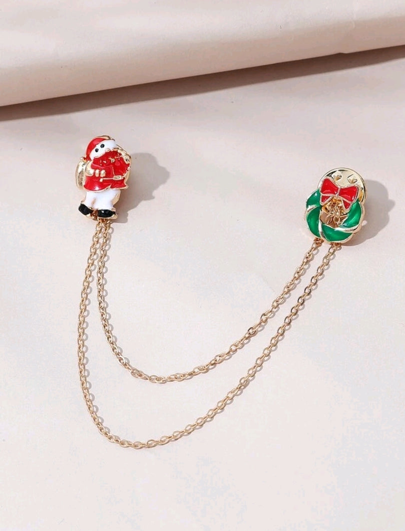 Beautiful glamorous chain collar necklace with Christmas brooches. Unisex accessory. Wear it on your shirt, coat or shirt, will be immediately visible, giving you a special Christmas look! Your friends will love it :) Adorable festive gift idea.      Color: Multicolour     Style: Casual     Type: Brooches 