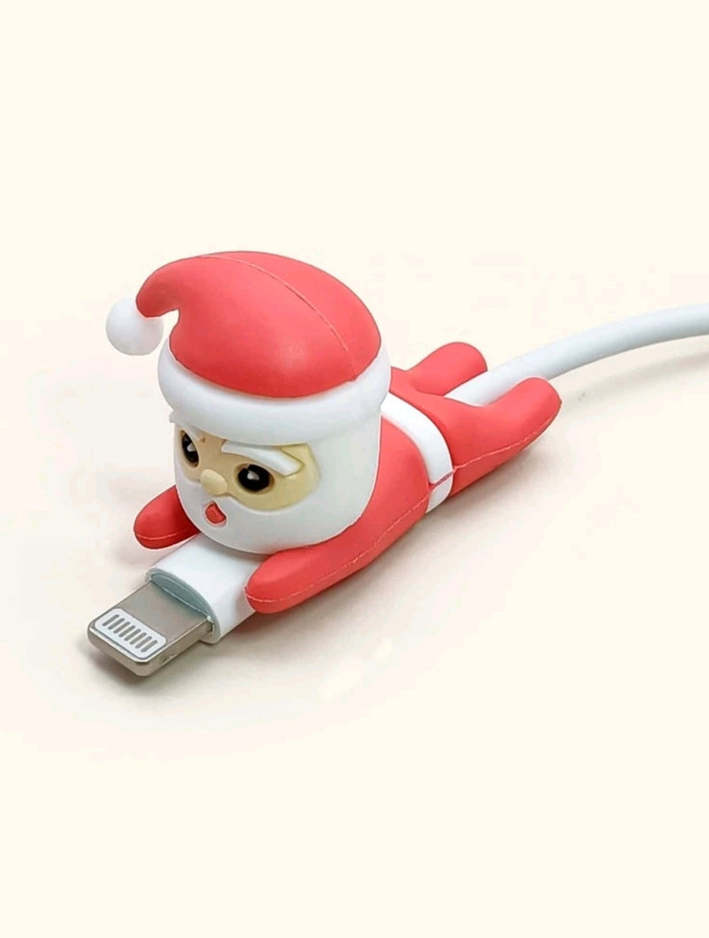 This Christmas, do not give up being highly tech! Get this cute data cable protector (Santa Claus Father Christmas design) for mobile phone charger. During the holidays, show this accessory for technological devices to your friends, they will love it!  Color: Red and White Pattern Type: Christmas Type: Cables Protectors Material: Silica gel Size: Length 4cm (1.6 inch) X Width 2cm (0.8 inch) X  Height 2.5cm (1 inch)