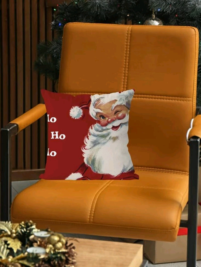 Father Christmas Santa Claus Print Cushion Cover. Immerse your guests in a comfy cosy festive Christmas atmosphere with this cute pillow cover with Santa Claus drawn in colour. Home decor item and fanny gift idea :)