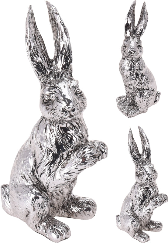 '1 pc / Large Size Silver Bunny long 21cm. This elegant rabbit is usually used as Easter Ornament (with detailed face and fur features) but many use it as a home decor item the entire year. Price reduced as there is one only available! Jeffry Bunny wish you a happy Easter'