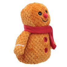 Load image into Gallery viewer, Christmas Plush Gingerbread Man Door Stop with red scarf. Funny gift idea for home decor lovers. Cosy decoration for festive time.   Material: Outer 100% Polyester, Inner 50/50 Sand and Polyester Wadding Product Information: For indoor decorative use only. This is not a toy, keep out of reach of children. Dimensions: Height 24cm Width 18cm Depth 12cm Weight 1.407 Kg
