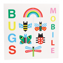 Load image into Gallery viewer, &#39;If you are looking for a colourful way to decorate the children&#39;s cots, this cardboard &#39;bugs&#39; baby mobile with high contrast colours, exclusive design (with butterflies, bees and lady birds), will add a lovely touch of sweetness to your kid&#39;s room!&#39;      Includes hanging ribbon     Length (inc. ribbon): 48cm     Width (widest point): 15cm     Caution: Choking hazard. Hang this mobile out of the reach of children. This item is a decoration, not a toy.
