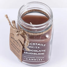 Load image into Gallery viewer, &#39;This set of 2 chocolate mudslide scented candles arrive in lovely glass jars with screw-top metal lids, with brown parcel gift tags and string. They have a smooth, sweet scent that will remind you of the real chocolate (the product is not edible). When the candle burned , enjoy the items as a glass! If you like, this set of 2 means you can give one as a gift and treat yourself to one too!&#39;
