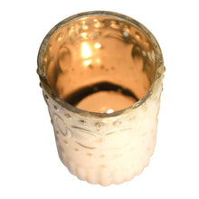 Load image into Gallery viewer, &#39;Set of 2 Iridescent Tea Lights Holders&#39; Perfect for creating atmosphere at dinnertime - this antique-style iridescent tealight holder is an ideal table decoration. Christmas table setting decor and gift idea.      For tealights only (tealights scented included)
