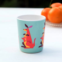 Load image into Gallery viewer, &#39;Larry the Kangaroo Melamine Beaker - This lovely Kangaroo plastic beaker is part of the Colourful Creatures melamine set. Give it as a gift to your kid, useful item at meal times both at home or at school. Match it with a plate, cutlery and water bottle of the animals lunch set!&#39;      Dishwasher safe     Not for microwave     Volume: 150ml
