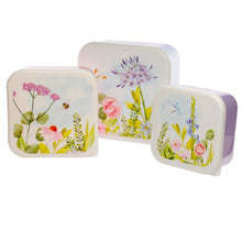 Load image into Gallery viewer, &#39;Set of 3 Floral Lunch Boxes&#39; - These decorated boxes, printed with a Botanical Gardens design, are portable and easy to wash, useful for a meal time outside home&#39;.
