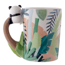 Load image into Gallery viewer, &#39;Adorable Pandarama Mug with a sleepy Panda on the handle. Use it for breakfast, drink your favourite drinks, insert your pens and pencils in it or use it as an ornamental item. This cute cup of colours that recall also the forests in China, where  sweet pandas play, is a lovely gift for your best friend too!&#39;      Material: Ceramic     Dimensions: Height 11cm Width 12.5cm Depth 8.5cm     Food Safe: Yes     Microwave Safe: No     Dishwasher Safe: No     Volume: 400ml     Washing by hand

