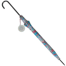 Load image into Gallery viewer,  Pretty light blue Paisley Park design big umbrella is perfect to brighten up those gloomy wet days. Elegant gift idea for umbrella lovers and collectors. 8 spoke metal framework, PVC handle Waterproof material (Metal, Plastic, Nylon) Dimensions: Length 8.5 cm X Height 91 cm X Width: 4 cm
