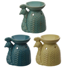 Load image into Gallery viewer, &#39;Ceramic Peacock Oil Burner&#39; -  to be used with a essential oils. This is a low-tech and inexpensive way to add beautiful aromas to your home.  Material: Ceramic Suitable for Use With: Water and oils. Candle Included: No Oils Included: No Dimensions: Height 10.5cm Width 10cm Depth 7.5cm Safety Information: Always read and follow the instructions that come with this product. Use a good quality standard tea light and do not overfill the dish. Product to be used with care and caution.
