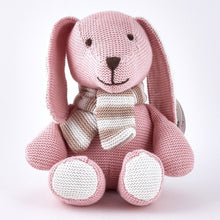 Load image into Gallery viewer, This lovely Tiny Treasures Pink &amp; Cream Rabbit with Scarf is the perfect gift for a child who is looking for a warm hugging buddy! Take this as a new, lifelong companion for a young child’s birthday or a baby’s christening, or help a soft toy collector you know to make a new friend! Pink in colour, &#39;hand embroidered&#39; effect, this item is collected by children and lovers of soft toys!
