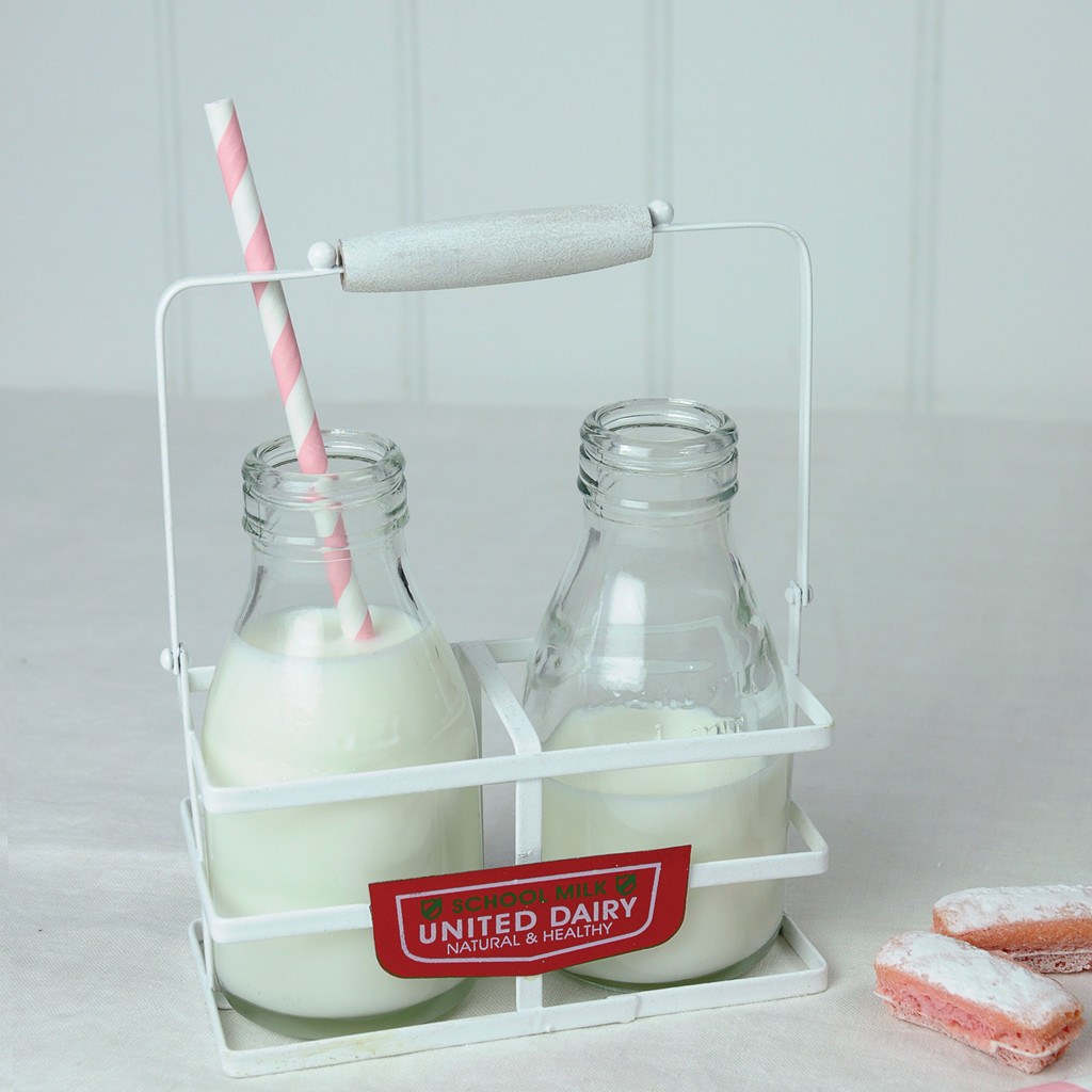 MORNING VINTAGE GLASS MILK BOTTLE SET 