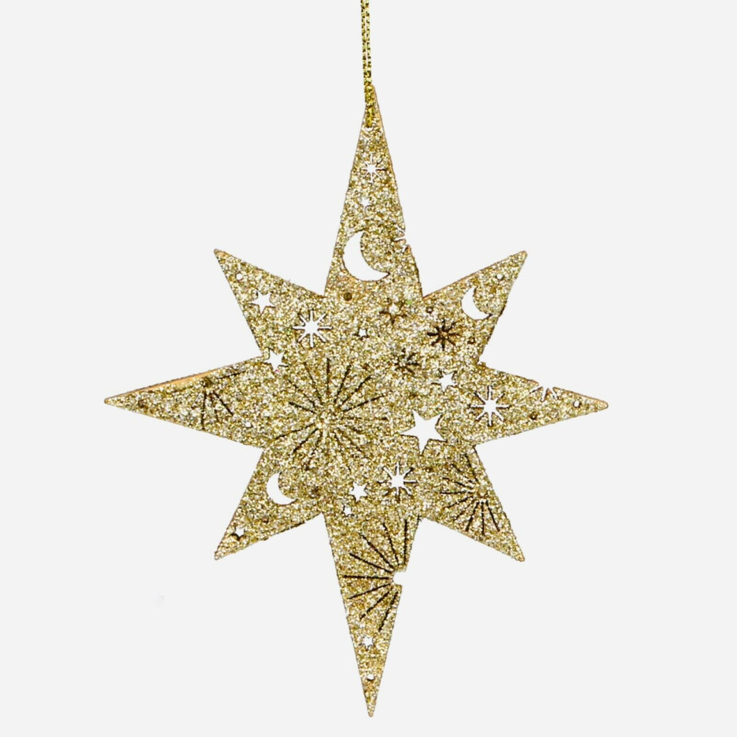 Impressive big, bright and elegant, pale gold Wire Mesh Star, is perfect to create a point of attention and light in any environment and any kind of decorations. Place it on the top of the Christmas tree or use it as a hanging festive decoration. Your guests will love it!  Dimensions: (47x30x7cm)