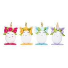 Load image into Gallery viewer, &#39;Set of 4 items/ Floral Handmade Unicorn Easter eggs gift set&#39;  Lovely Mini-Easter Ornaments. Create your colourful nest with this cute Easter decorations. Egg box include and ready to be open for the Easter hunting!
