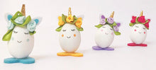 Load image into Gallery viewer, &#39;Set of 4 items/ Floral Handmade Unicorn Easter eggs gift set&#39;  Lovely Mini-Easter Ornaments. Create your colourful nest with this cute Easter decorations. Egg box include and ready to be open for the Easter hunting!
