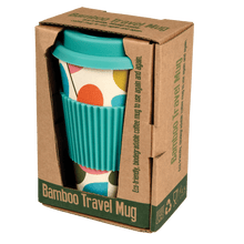 Load image into Gallery viewer, Vintage Style, Autumn leaves/Ivy Travel Mug is made by bamboo, good quality material. A trendy well printed travel mug in a presentation box. This mug comes with a silicone lid and sleeve to keep hot drinks safe on the go! Lovely home decor item and gift idea.  Dishwasher safe (excluding silicone lid and sleeve) Do not put in the microwave Travel, Breakfast, Drinks and Tea time accessory Material: Bamboo fibers, Cardboard, Melamine, Silicone Warm pastel colors: green, pink, light blue, orange
