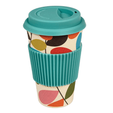 Load image into Gallery viewer, Vintage Style, Autumn leaves/Ivy Travel Mug is made by bamboo, good quality material. A trendy well printed travel mug in a presentation box. This mug comes with a silicone lid and sleeve to keep hot drinks safe on the go! Lovely home decor item and gift idea.  Dishwasher safe (excluding silicone lid and sleeve) Do not put in the microwave Travel, Breakfast, Drinks and Tea time accessory Material: Bamboo fibers, Cardboard, Melamine, Silicone Warm pastel colors: green, pink, light blue, orange
