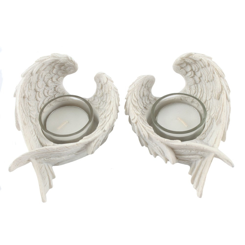 Set of 2 WINGED WHITE CANDLE HOLDER - Lovely cream Single angel wing tealight holder. Would look great on its own or as a pair. A great little addition to your homeware and would also make a great gift. Home decor lovely and spiritual item, scented tealight candles included. 